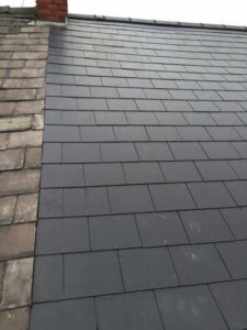 removal of old slate roof supplied and fitted a composite slate. new dry ridge 09
